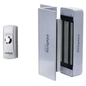 FECHADURA ELETROÍMÃ COM BOTÃO ACIONADOR FONTE CHAVEADA INTELBRAS